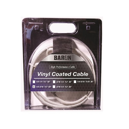 Baron Baron Vinyl Coated Galvanized Steel 1/8-3/16 in. D X 50 ft. L Aircraft Cable 01205